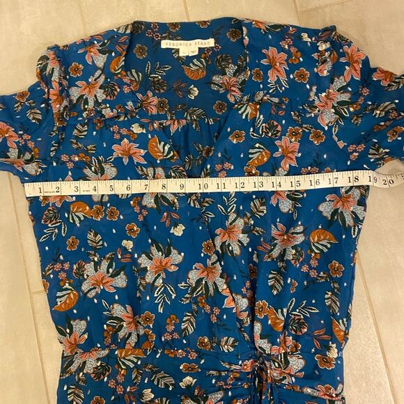 Veronica Beard Dakota Silk Mini Dress Cerulean Blue Multi Size 6 - Picture 8 of 8